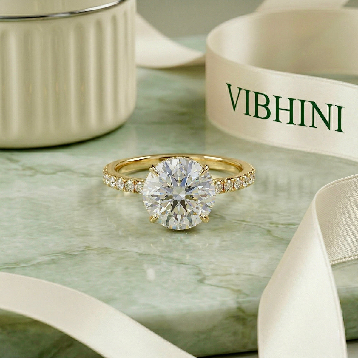 Round brilliant lab-grown diamond engagement ring