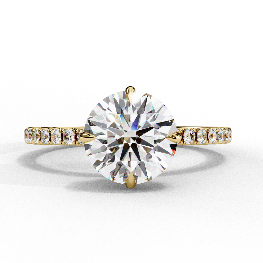 2.50ct Round Brilliant Cut Lab-Grown Diamond Engagement Ring | 18K Gold Vermeil Pavé | VR260002
