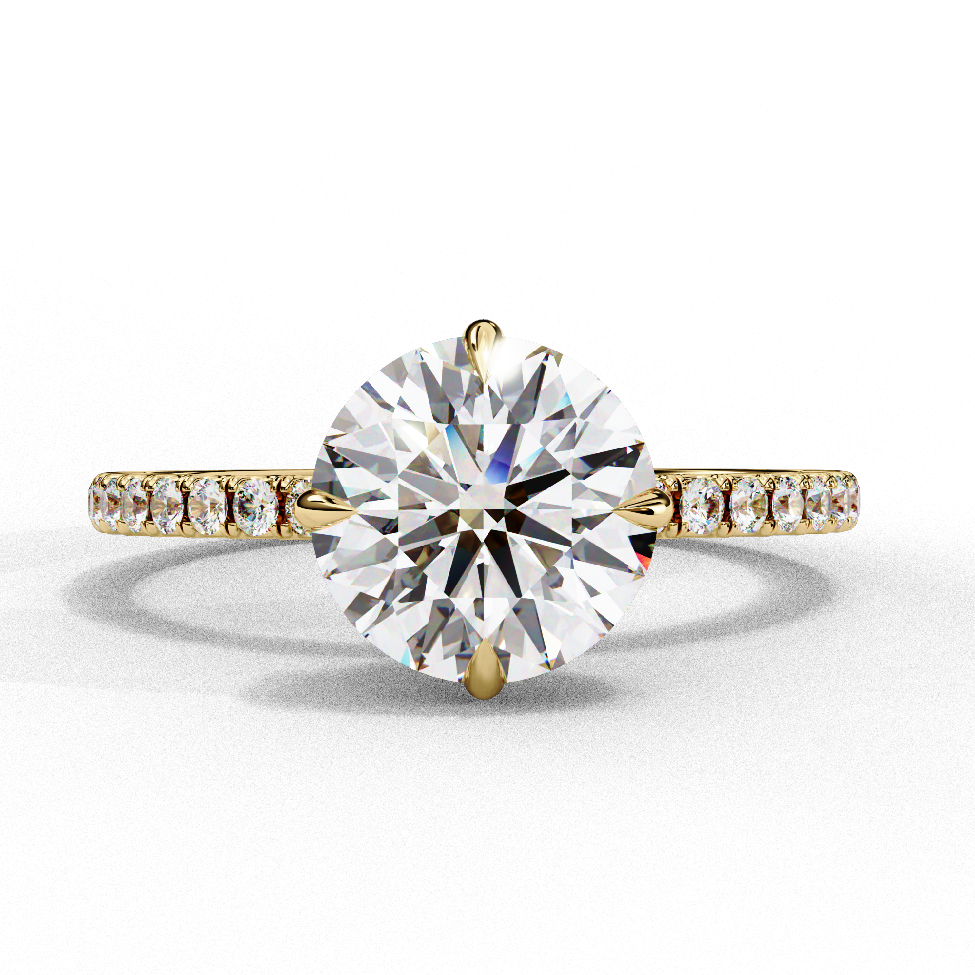 2.50ct Round Brilliant Cut Lab-Grown Diamond Engagement Ring | 18K Gold Vermeil Pavé | VR260002
