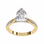 Pear-Cut Lab-Grown Diamond Solitaire Ring | Pavé Bridge, Gallery & Shank | VR260067