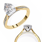Pear-Cut Lab-Grown Diamond Solitaire Ring | Pavé Bridge, Gallery & Shank | VR260067