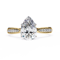 Pear-Cut Lab-Grown Diamond Solitaire Ring | Pavé Bridge, Gallery & Shank | VR260067