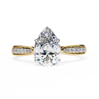 Pear-Cut Lab-Grown Diamond Solitaire Ring | Pavé Bridge, Gallery & Shank | VR260067