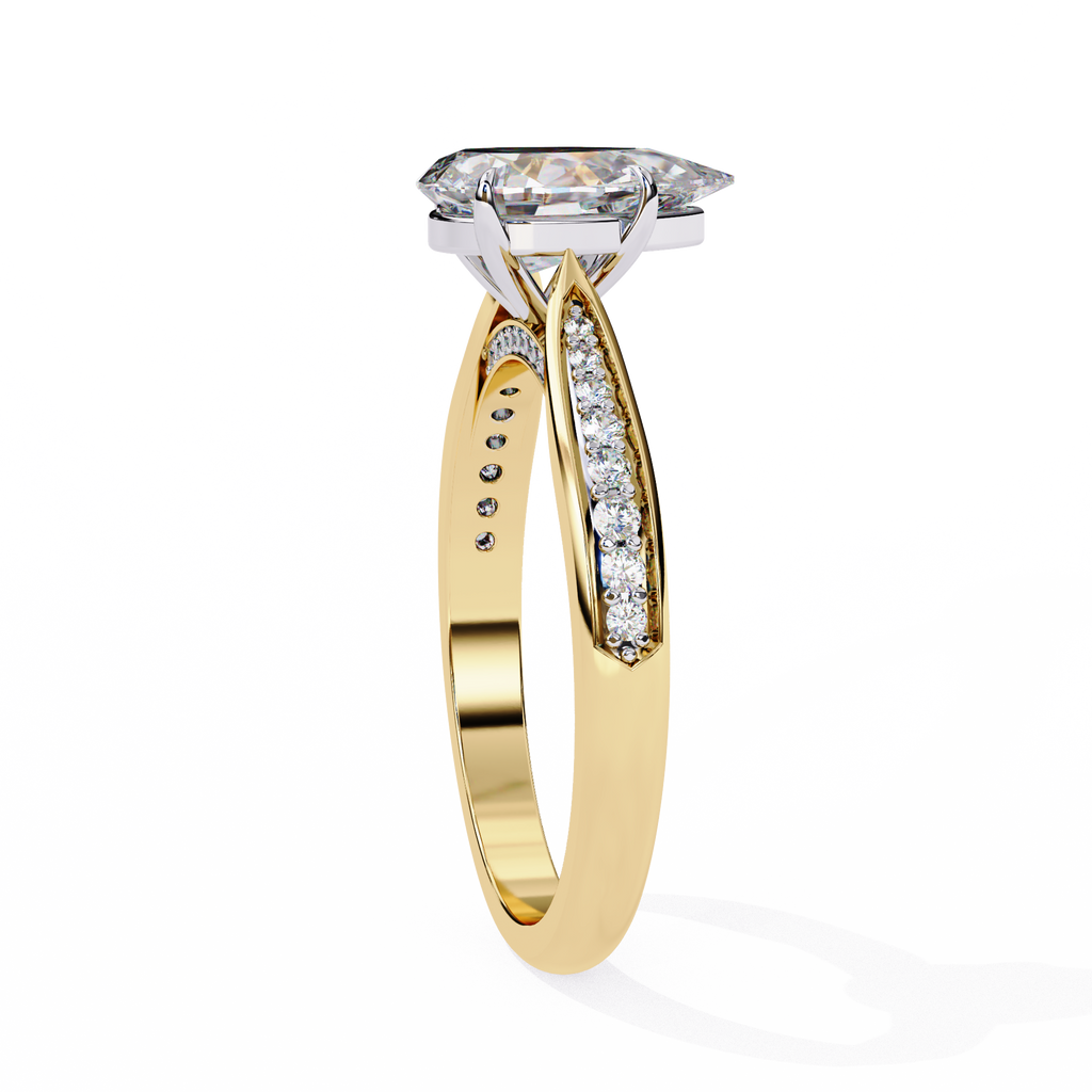 Pear-Cut Lab-Grown Diamond Solitaire Ring | Pavé Bridge, Gallery & Shank | VR260067