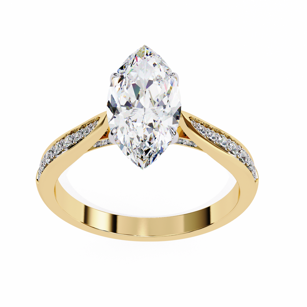 Marquise-Cut Lab-Grown Diamond Solitaire Ring | Pavé Bridge, Gallery & Shank | VR260068