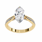 Marquise-Cut Lab-Grown Diamond Solitaire Ring | Pavé Bridge, Gallery & Shank | VR260068