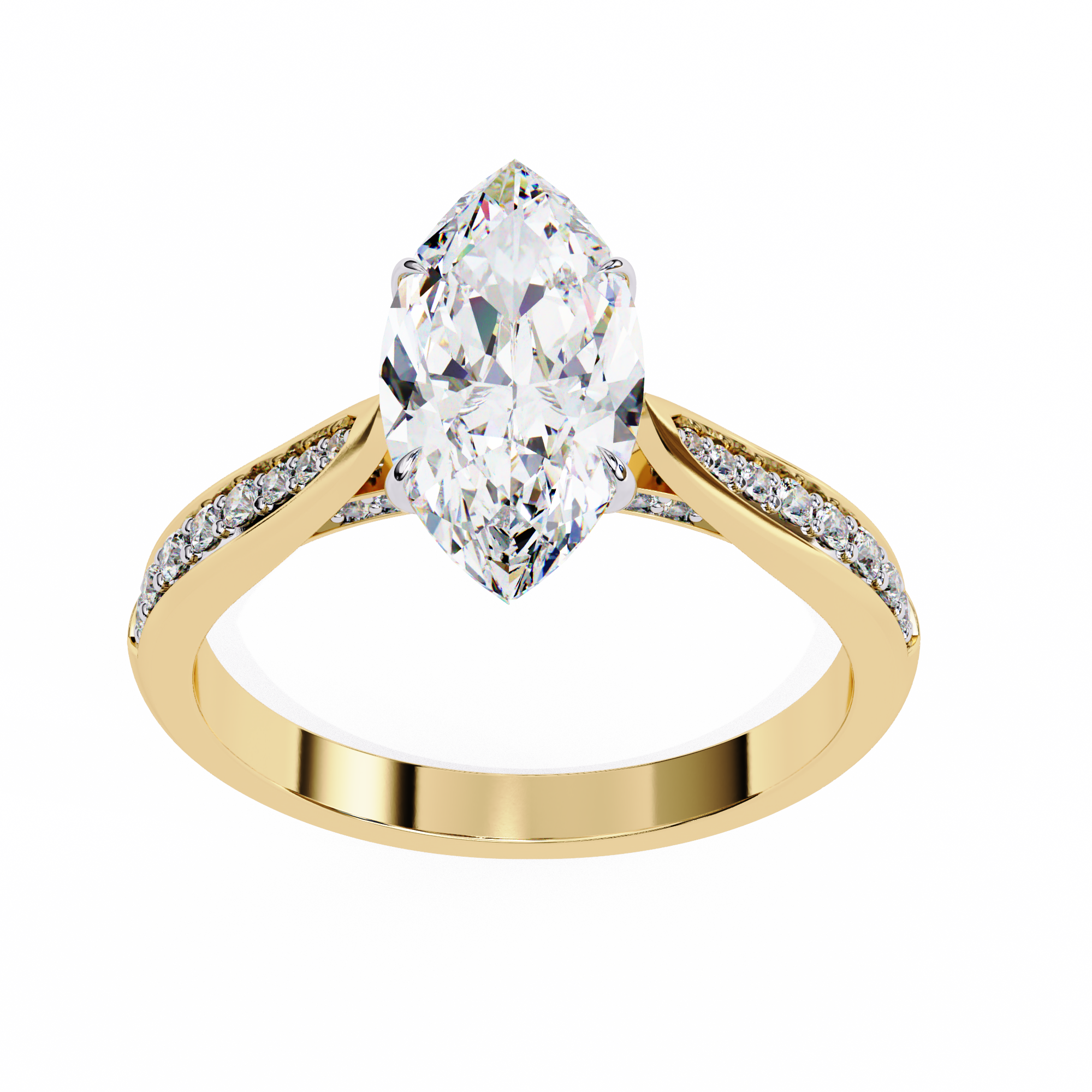Marquise-Cut Lab-Grown Diamond Solitaire Ring | Pavé Bridge, Gallery & Shank | VR260068