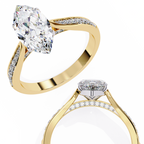 Marquise-Cut Lab-Grown Diamond Solitaire Ring | Pavé Bridge, Gallery & Shank | VR260068