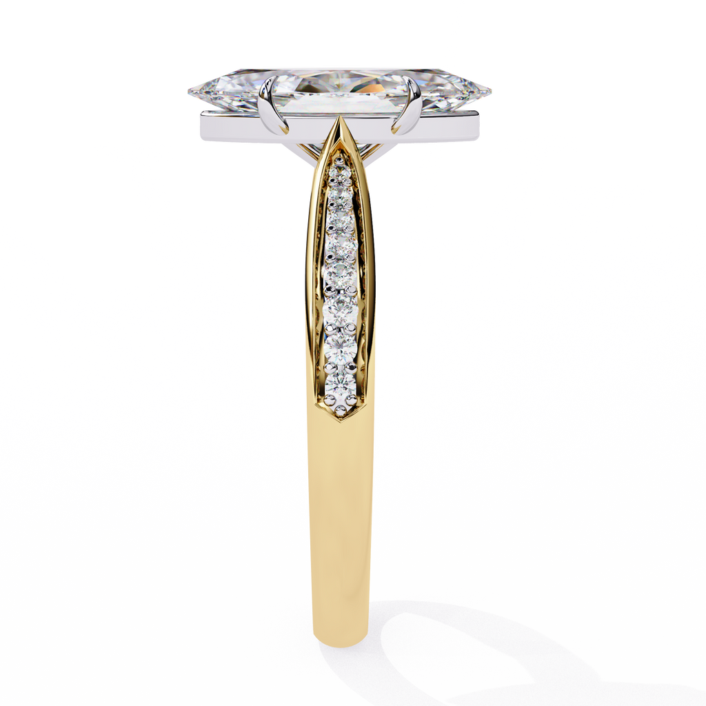 Marquise-Cut Lab-Grown Diamond Solitaire Ring | Pavé Bridge, Gallery & Shank | VR260068
