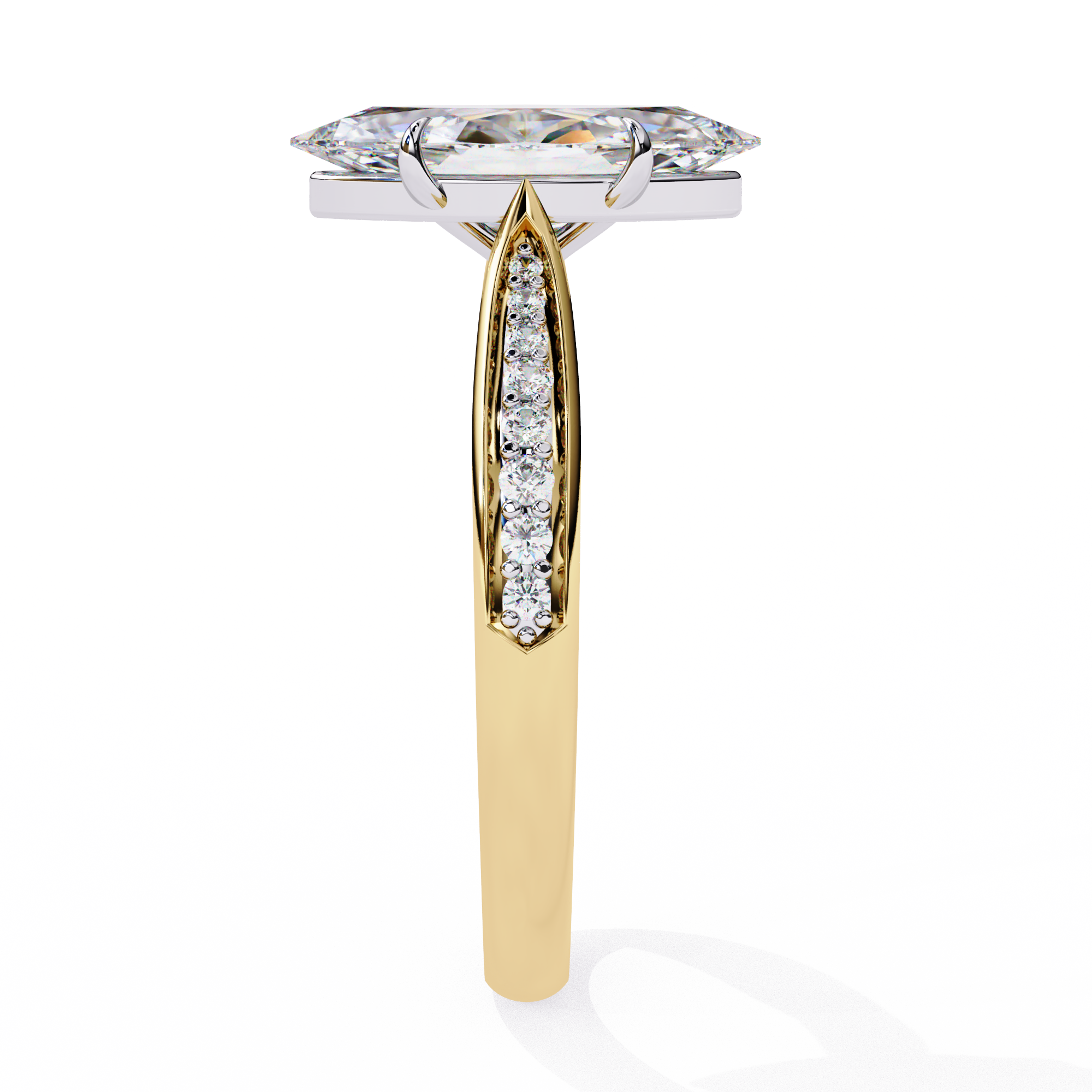 Marquise-Cut Lab-Grown Diamond Solitaire Ring | Pavé Bridge, Gallery & Shank | VR260068