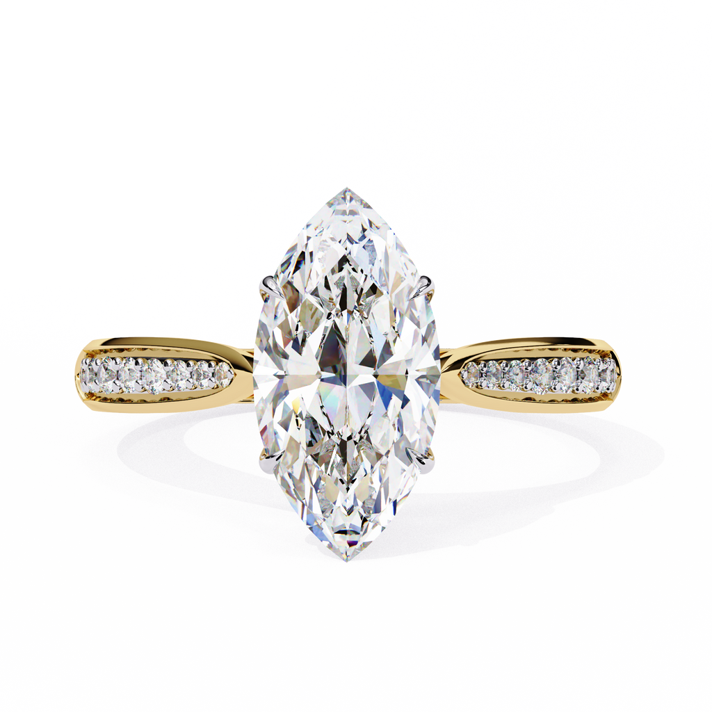 Marquise-Cut Lab-Grown Diamond Solitaire Ring | Pavé Bridge, Gallery & Shank | VR260068
