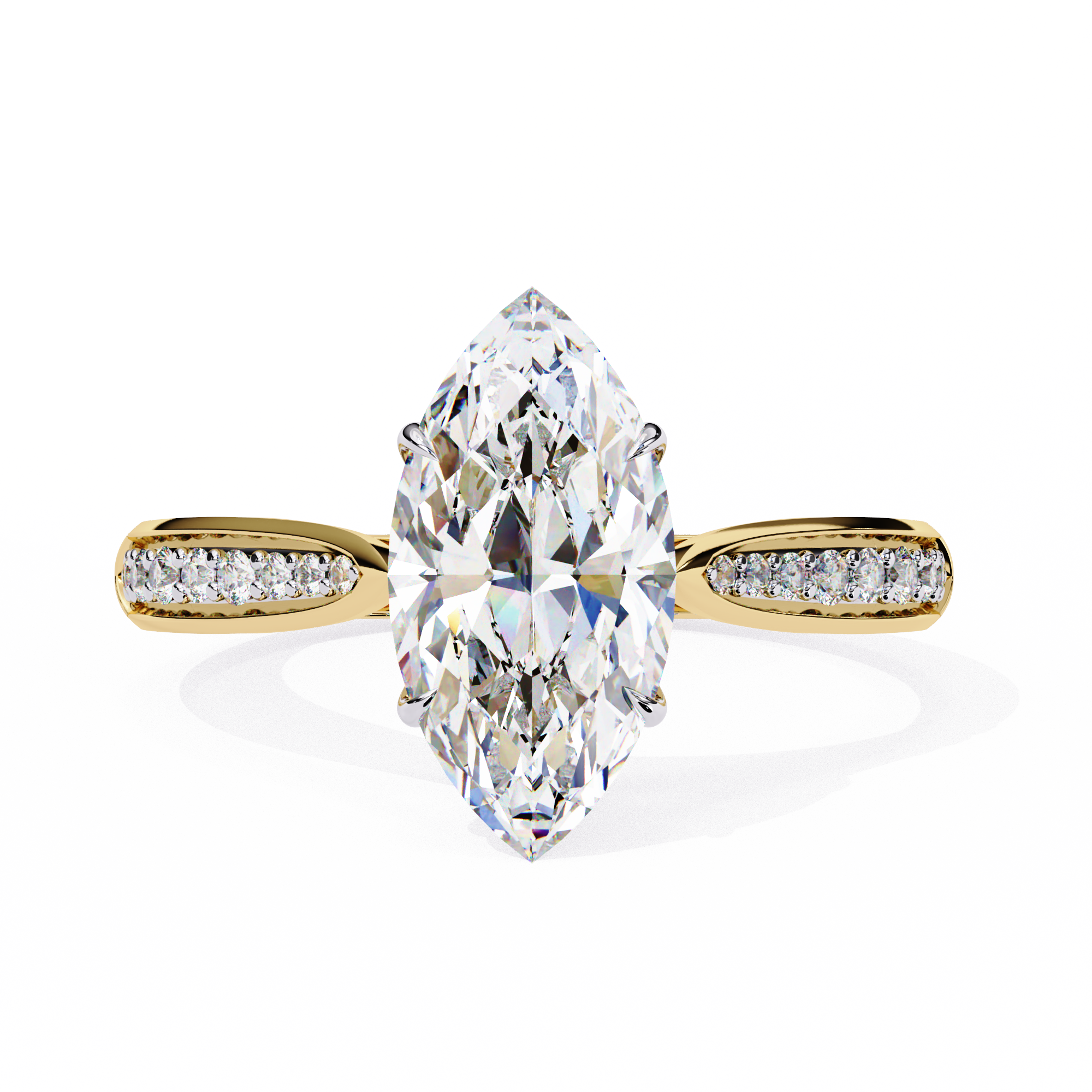 Marquise-Cut Lab-Grown Diamond Solitaire Ring | Pavé Bridge, Gallery & Shank | VR260068