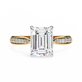 Emerald-Cut Lab-Grown Diamond Solitaire Ring | Pavé Bridge, Gallery & Shank | VR260069