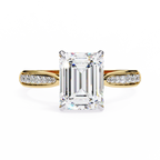 Emerald-Cut Lab-Grown Diamond Solitaire Ring | Pavé Bridge, Gallery & Shank | VR260069