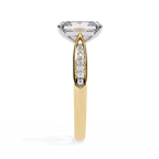 Emerald-Cut Lab-Grown Diamond Solitaire Ring | Pavé Bridge, Gallery & Shank | VR260069