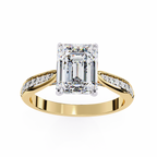 Emerald-Cut Lab-Grown Diamond Solitaire Ring | Pavé Bridge, Gallery & Shank | VR260069