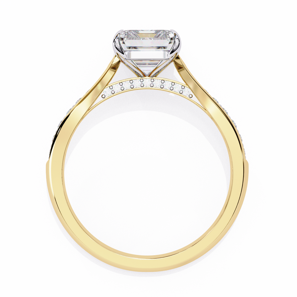 Radiant-Cut Lab-Grown Diamond Solitaire Ring | Pavé Bridge, Gallery & Shank | VR260070