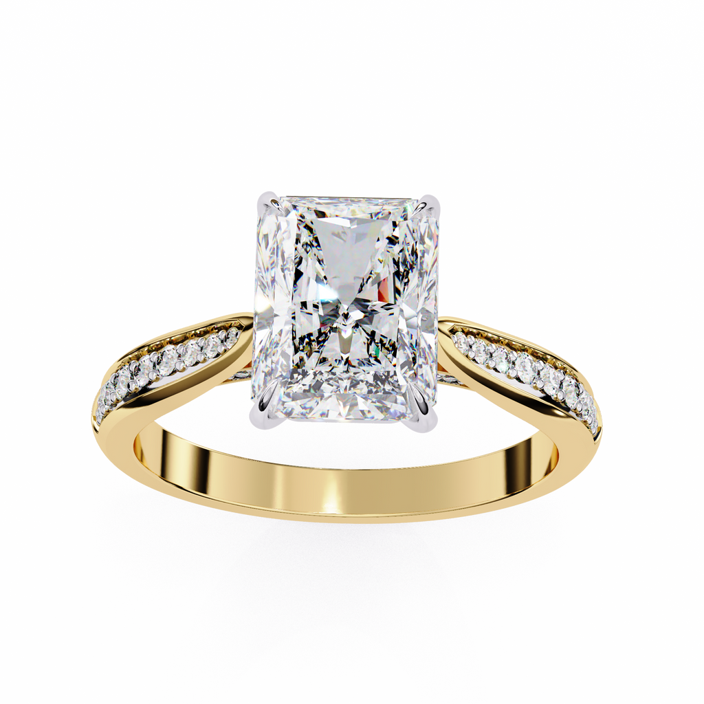 Radiant-Cut Lab-Grown Diamond Solitaire Ring | Pavé Bridge, Gallery & Shank | VR260070
