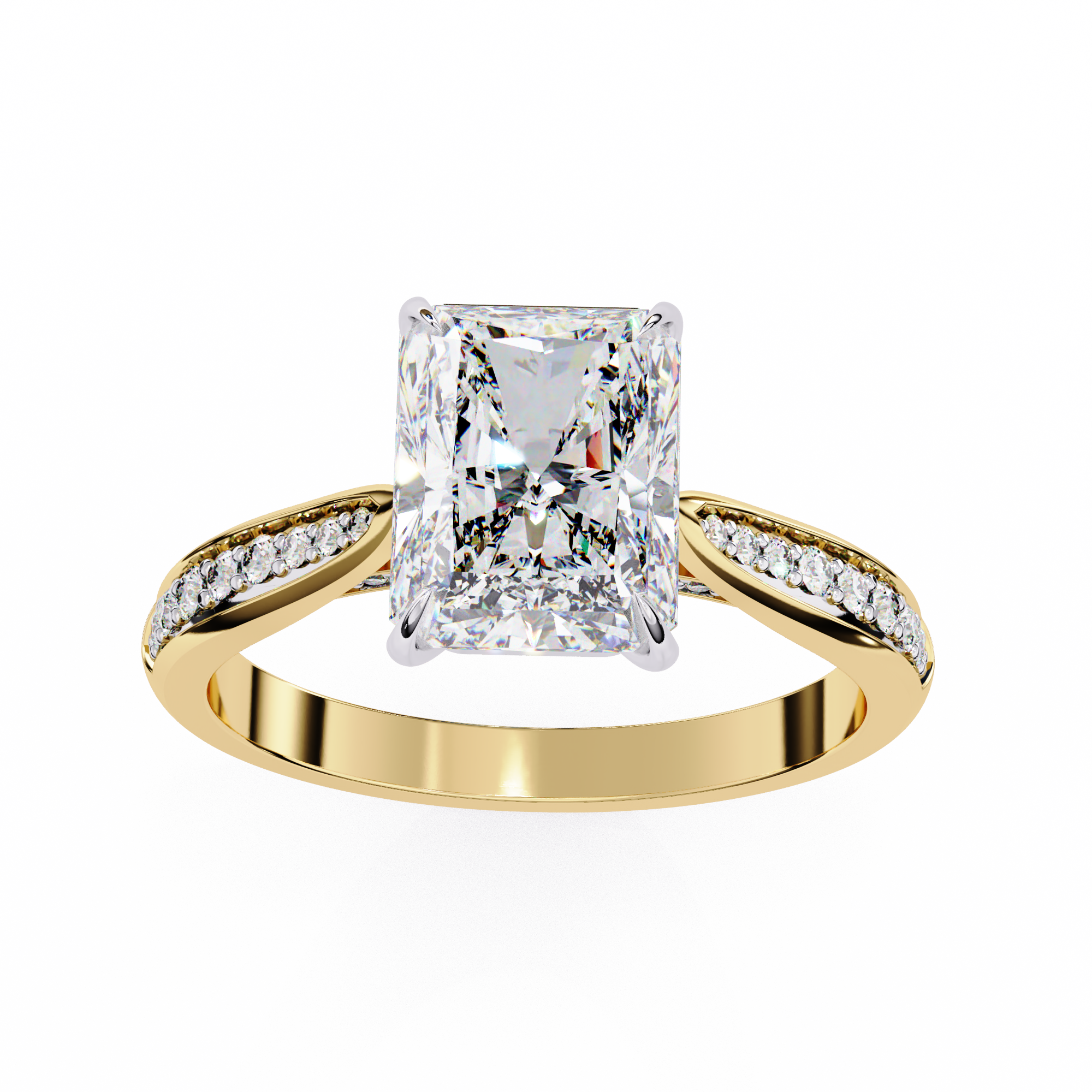 Radiant-Cut Lab-Grown Diamond Solitaire Ring | Pavé Bridge, Gallery & Shank | VR260070