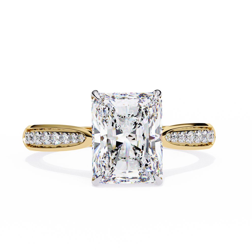 Radiant-Cut Lab-Grown Diamond Solitaire Ring | Pavé Bridge, Gallery & Shank | VR260070