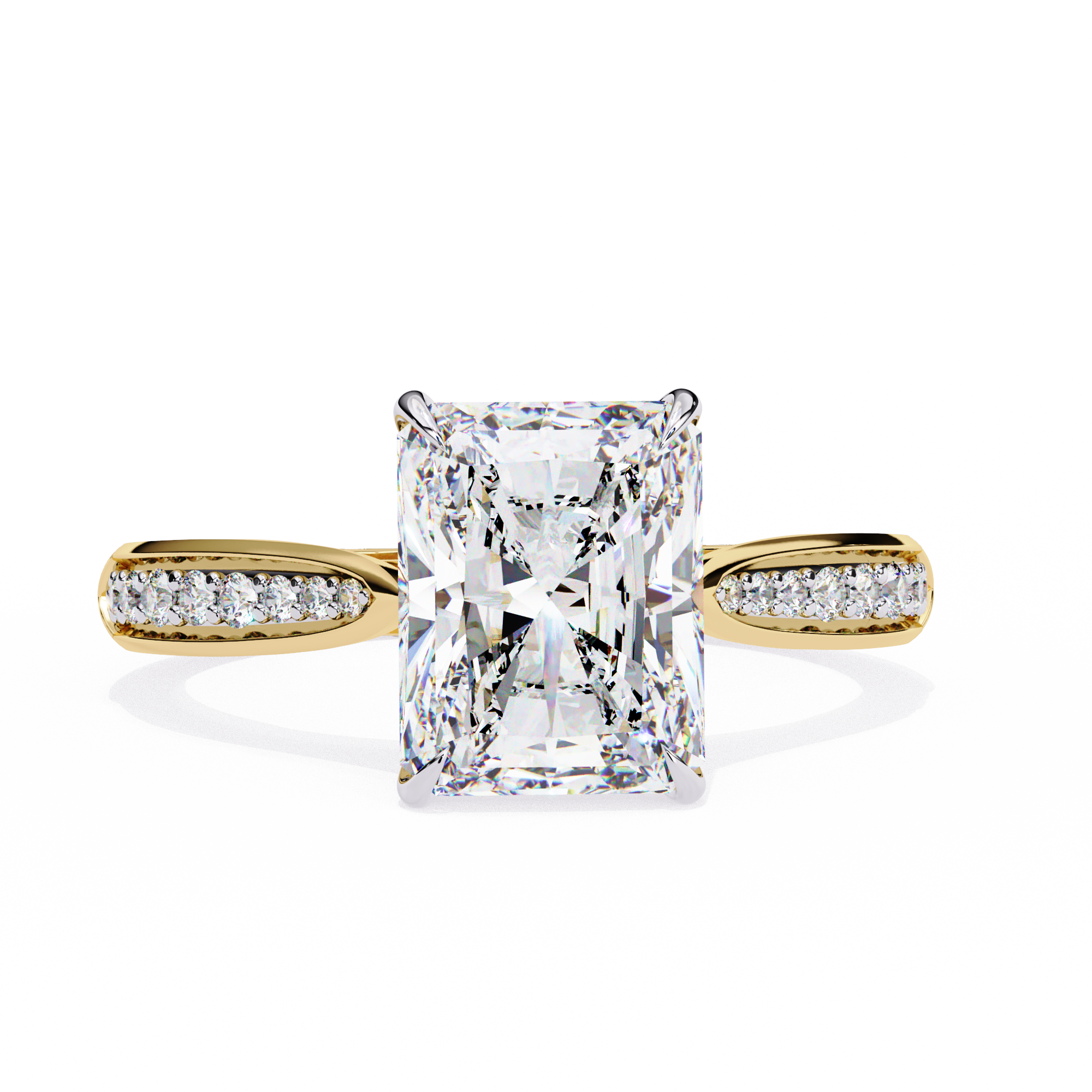 Radiant-Cut Lab-Grown Diamond Solitaire Ring | Pavé Bridge, Gallery & Shank | VR260070