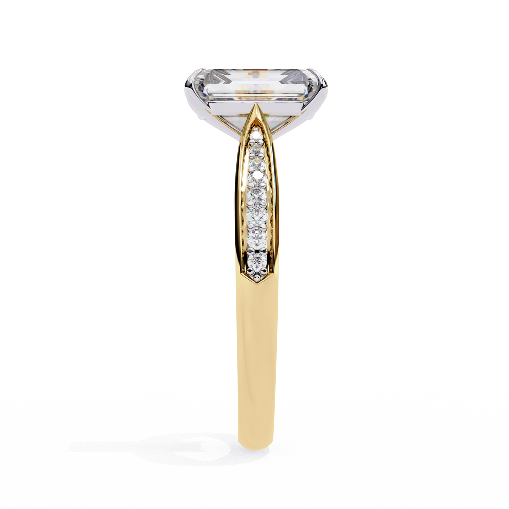 Radiant-Cut Lab-Grown Diamond Solitaire Ring | Pavé Bridge, Gallery & Shank | VR260070