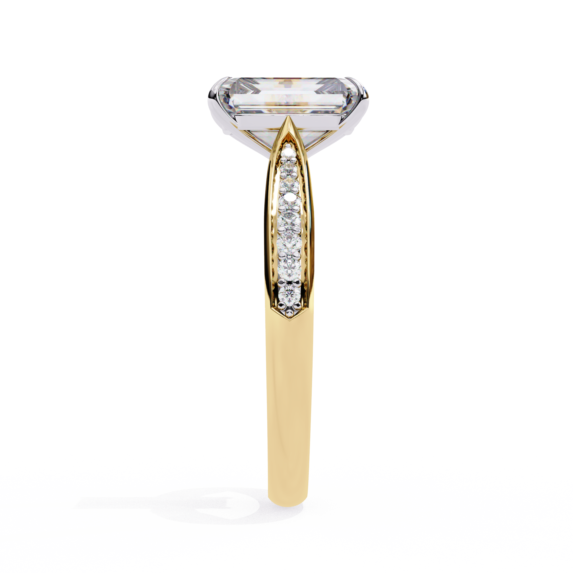Radiant-Cut Lab-Grown Diamond Solitaire Ring | Pavé Bridge, Gallery & Shank | VR260070