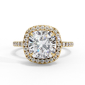 1.75ct Cushion Cut Lab-Grown Diamond Halo Engagement Ring | Pavé Halo & Diamond Shank