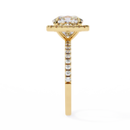 1.75ct Cushion Cut Lab-Grown Diamond Halo Engagement Ring | Pavé Halo & Diamond Shank