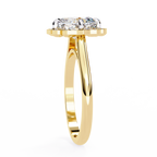 Cushion-Cut Lab-Grown Diamond Floral Halo Ring | Plain Solitaire Shank | VR260072