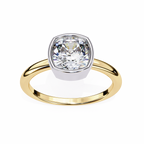 Cushion-Cut Lab-Grown Diamond Bezel Solitaire Ring | Plain Shank | VR260073
