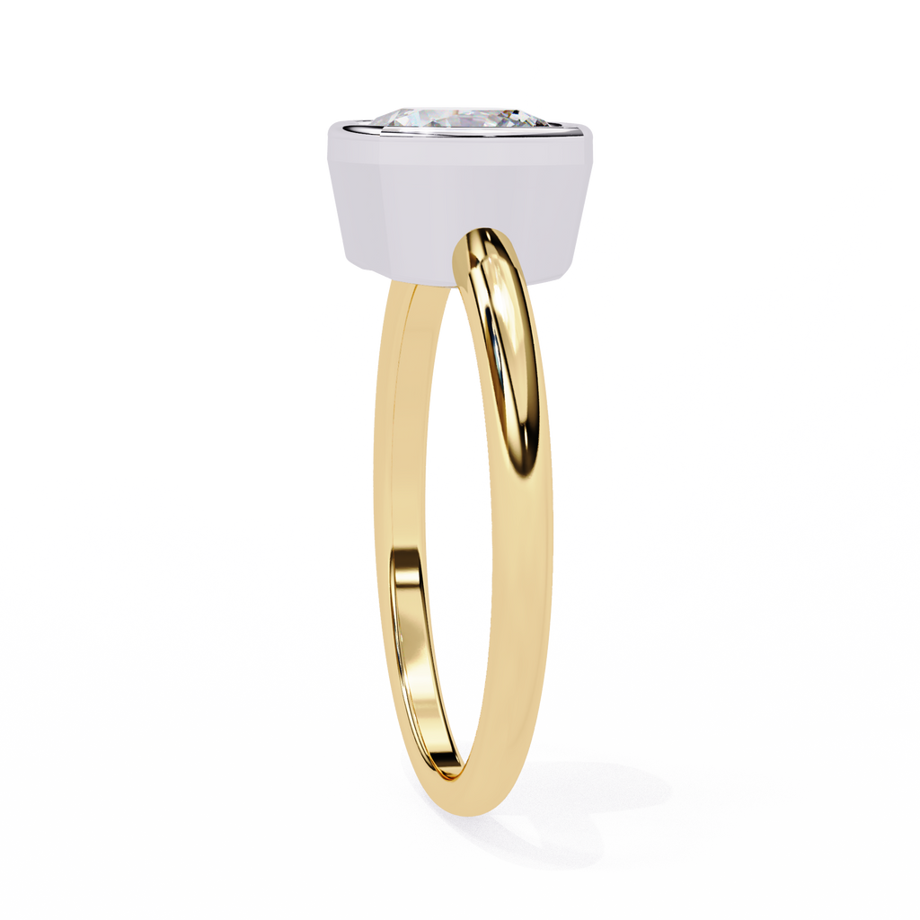 Cushion-Cut Lab-Grown Diamond Bezel Solitaire Ring | Plain Shank | VR260073