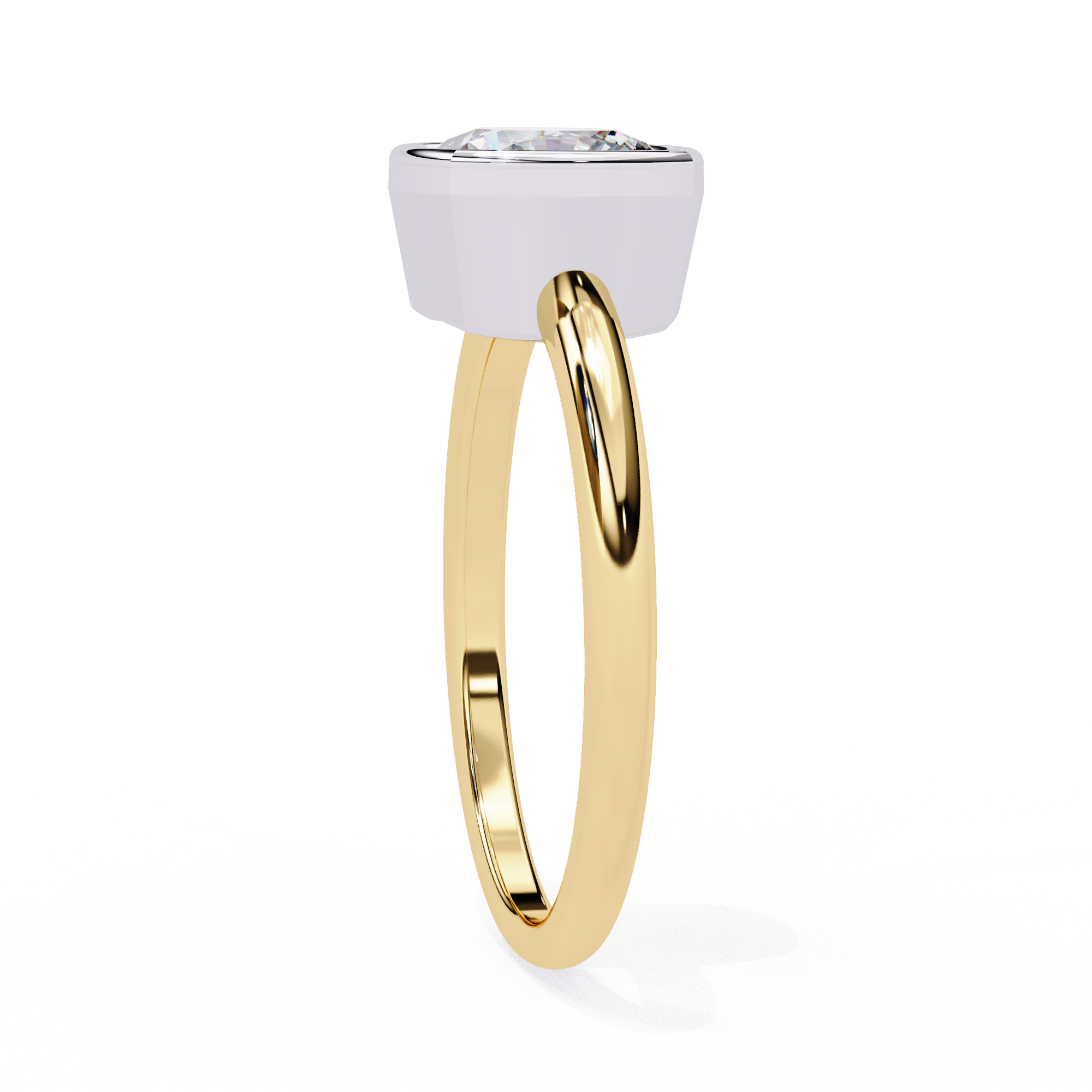 Cushion-Cut Lab-Grown Diamond Bezel Solitaire Ring | Plain Shank | VR260073