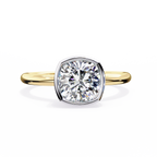 Cushion-Cut Lab-Grown Diamond Bezel Solitaire Ring | Plain Shank | VR260073