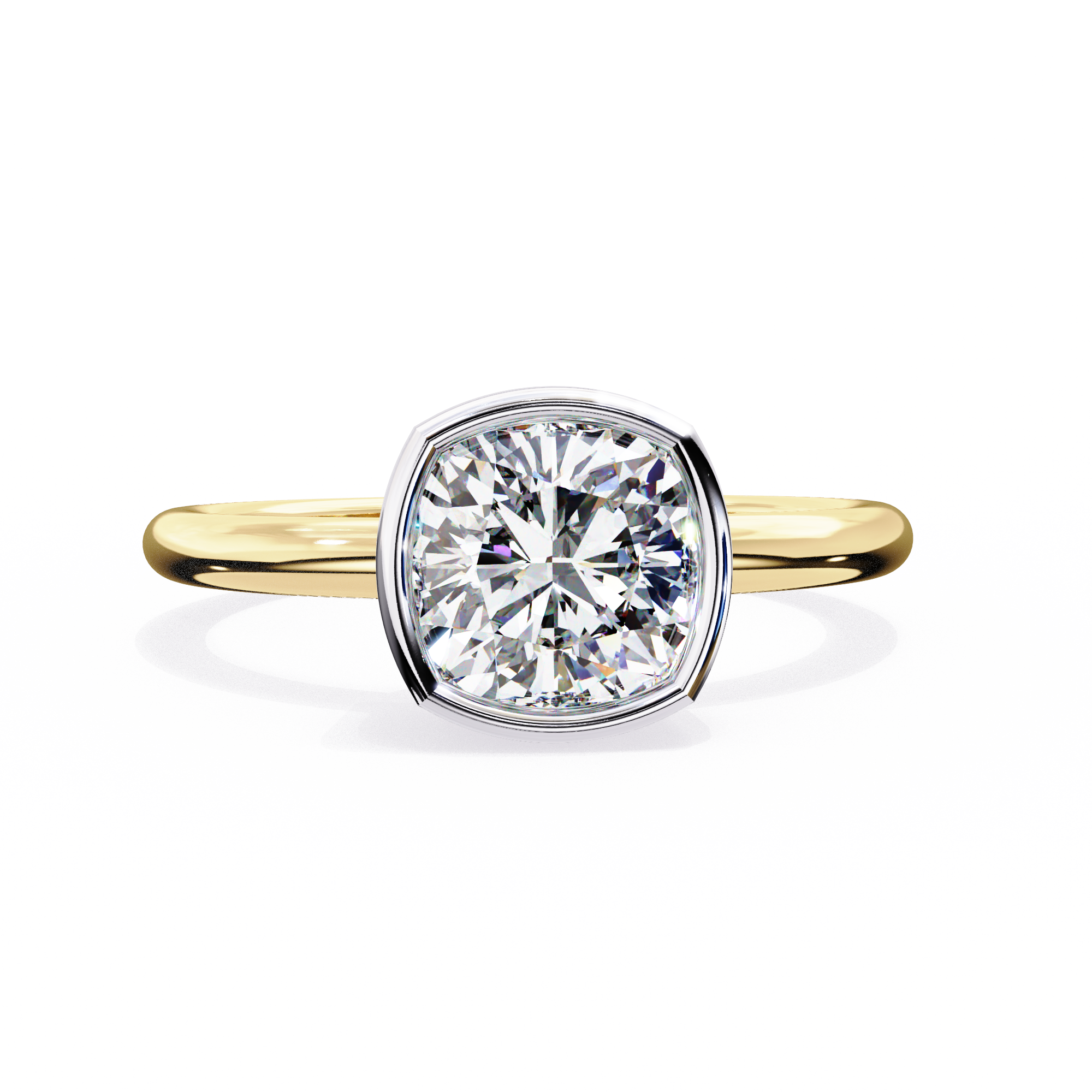 Cushion-Cut Lab-Grown Diamond Bezel Solitaire Ring | Plain Shank | VR260073