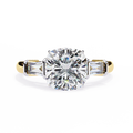 Cushion-Cut Lab-Grown Diamond Three-Stone Ring | Straight Baguette Sides & Plain Shank | VR260075