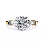 Cushion-Cut Lab-Grown Diamond Three-Stone Ring | Straight Baguette Sides & Plain Shank | VR260075