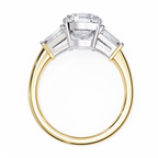 Cushion-Cut Lab-Grown Diamond Three-Stone Ring | Straight Baguette Sides & Plain Shank | VR260075