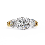 Cushion-Cut Lab-Grown Diamond Three-Stone Ring | Round Brilliant Sides & Plain Shank | VR260076