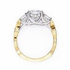 Cushion-Cut Lab-Grown Diamond Three-Stone Ring | Round Brilliant Sides & Plain Shank | VR260076