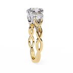 Cushion-Cut Lab-Grown Diamond Three-Stone Ring | Round Brilliant Sides & Plain Shank | VR260076