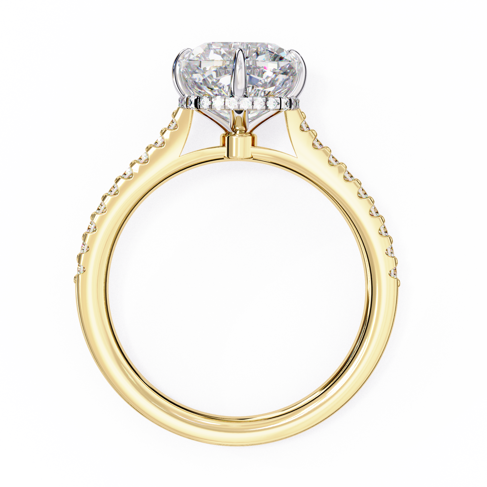Cushion-Cut Lab-Grown Diamond Solitaire Ring | Pavé Shank & Hidden Halo Gallery | VR260077