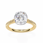 Cushion-Cut Lab-Grown Diamond Solitaire Ring | Pavé Shank & Hidden Halo Gallery | VR260077