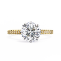 Cushion-Cut Lab-Grown Diamond Solitaire Ring | Pavé Shank & Hidden Halo Gallery | VR260077