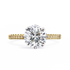 Cushion-Cut Lab-Grown Diamond Solitaire Ring | Pavé Shank & Hidden Halo Gallery | VR260077