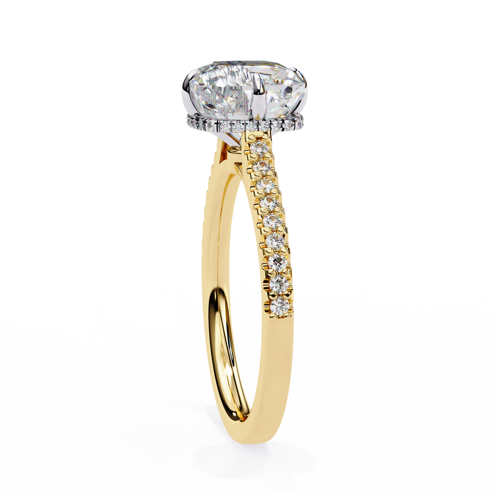 Cushion-Cut Lab-Grown Diamond Solitaire Ring | Pavé Shank & Hidden Halo Gallery | VR260077