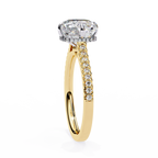 Cushion-Cut Lab-Grown Diamond Solitaire Ring | Pavé Shank & Hidden Halo Gallery | VR260077