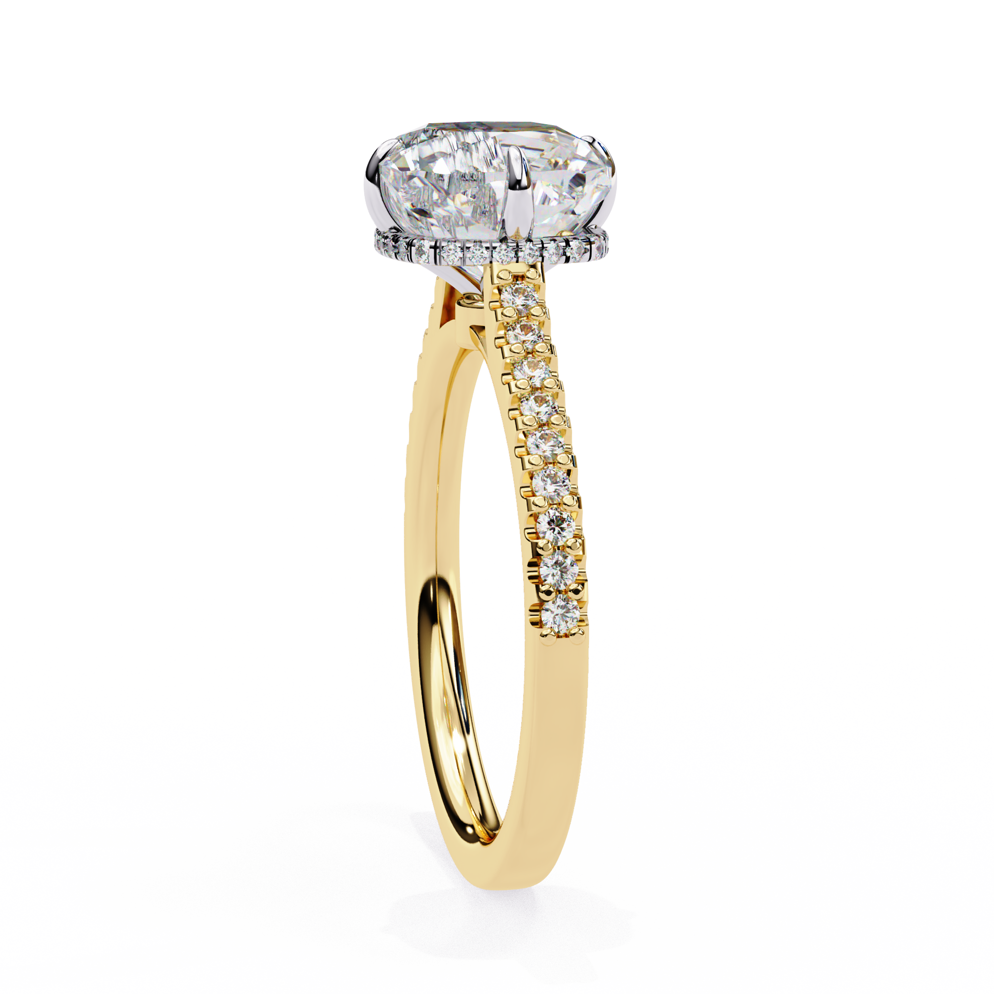 Cushion-Cut Lab-Grown Diamond Solitaire Ring | Pavé Shank & Hidden Halo Gallery | VR260077