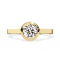 Round-Cut Lab-Grown Diamond Bezel Solitaire Ring | Plain Gold Shank | VR260078