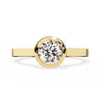 Round-Cut Lab-Grown Diamond Bezel Solitaire Ring | Plain Gold Shank | VR260078